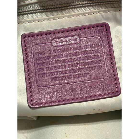 Coach Purple Signature Shoulder Bag Canvas with Leather Trim - Picture 5 of 10
